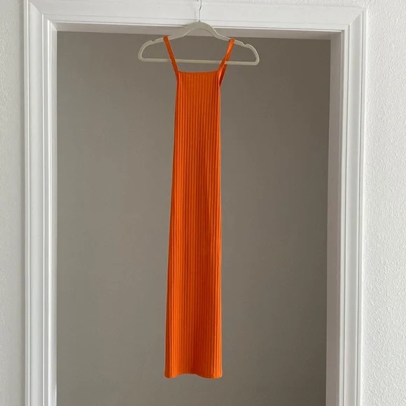 Zara | Dresses | Zara Size Medium Orange Ribbed Maxi Dress | Poshmark